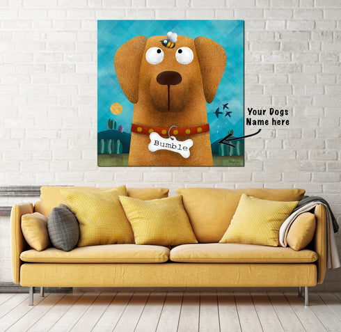 Golden Labrador & Bumble Bee - Personalised Pooch Art Canvas